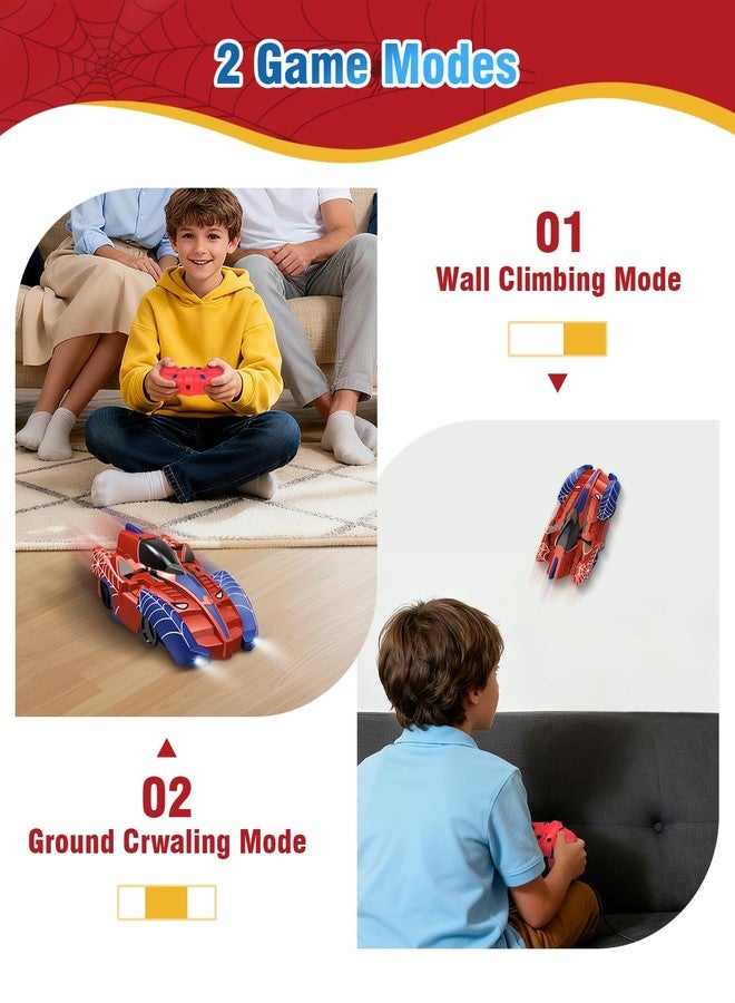 Humzo Spider Hero Wall Climbing Car Remote Control Kids Toy, 360° Rotating Remote Control Car with Light, Rechargeable RC Stunt Cars Wall Toys for Boys Kids Ages 4 and up - Image 3